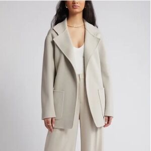 Rue Sophie Dana Wool Jacket Sz Small Light Gray Long Sleeve Minimalist